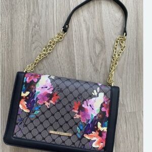 Steve Madden Floral Patterned Black Shoulder Bag